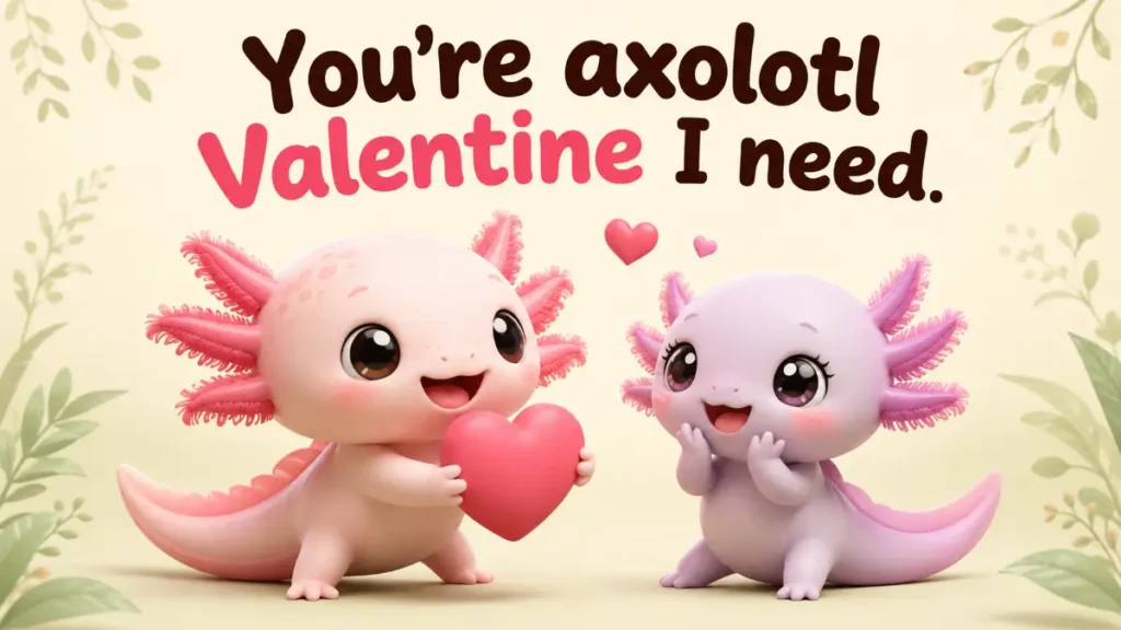 Cute Axoloti Puns For Valentines Day